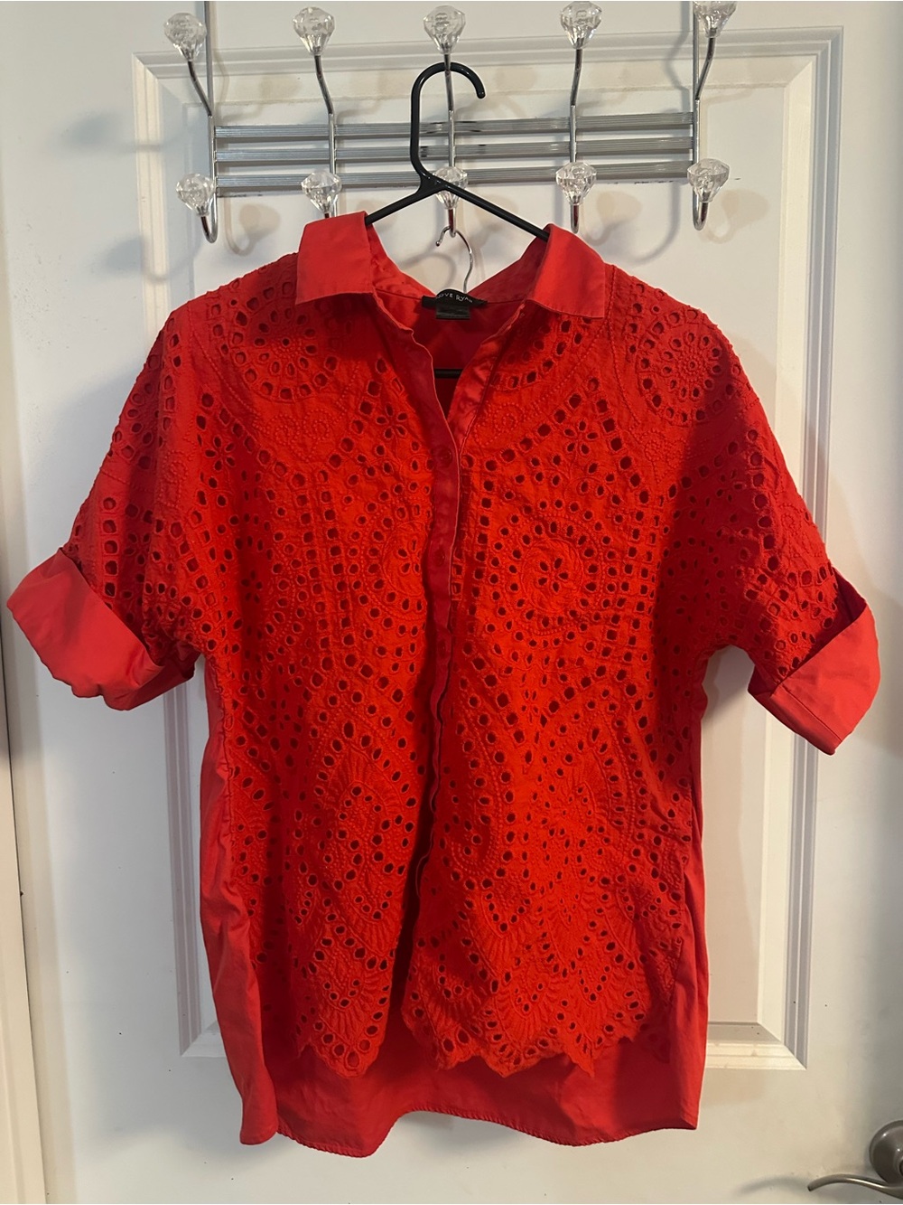 Source Unknown Red Eyelet Button-Down Shirt